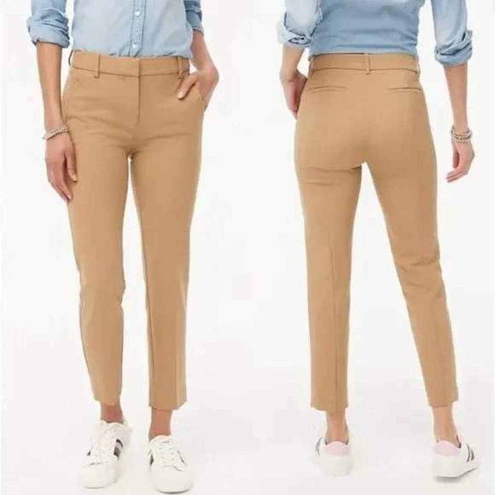 J.Crew Ruby Pant Size 2 Ankle Capri Camel Tan Slim‎ Straight Leg Trousers
